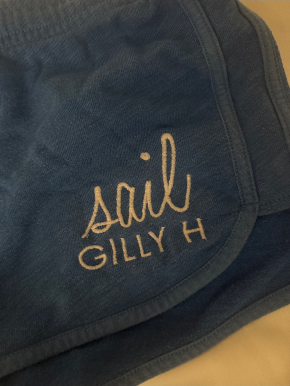 Gilly Hicks Royal Blue Terry Lounge Shorts with Script Embroidery - Picture 2 of 4